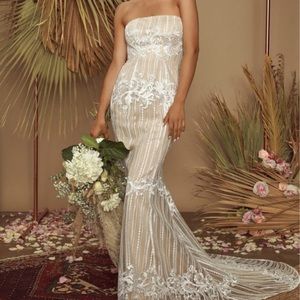 Lulus Ever Thine White Lace Strapless Maxi Dress